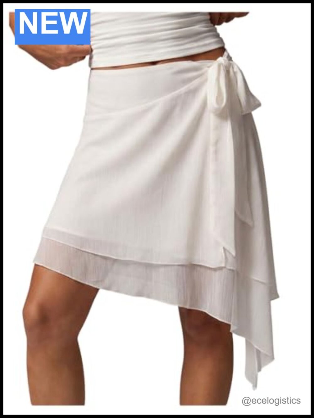 Floerns Wrap Asymmetrical Tiered Chiffon Tie Side Flowy Mini Skirt